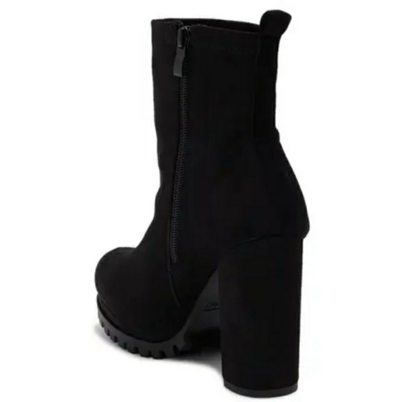 Women's Black Faux Suede Platform Heel Boot - Picture 2 of 3